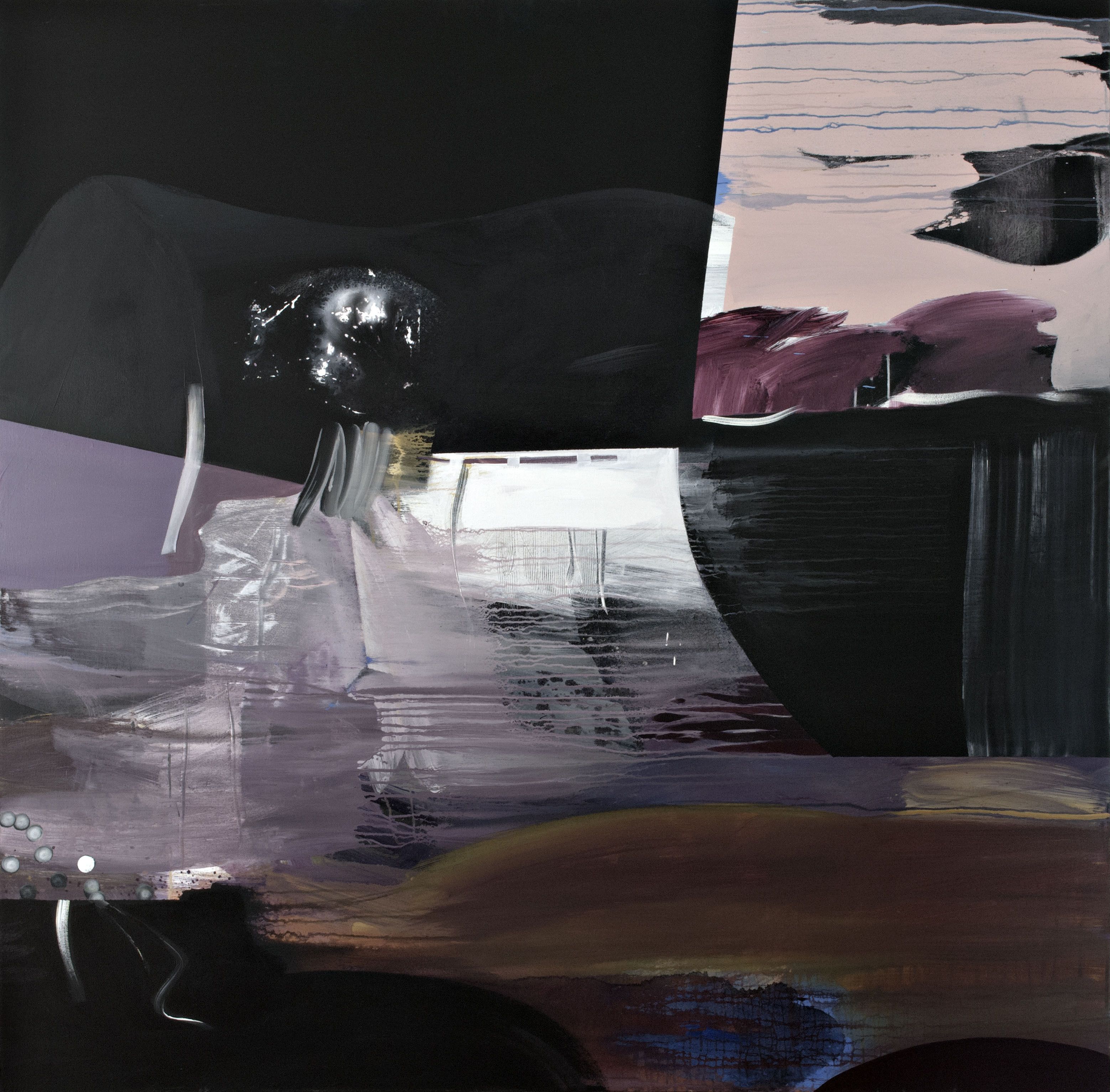 Abstract Paintings, Acrylic on Canvas, Afutadaku After Dark, 72 × 72 inches — by Tucson artist Josh Goldberg