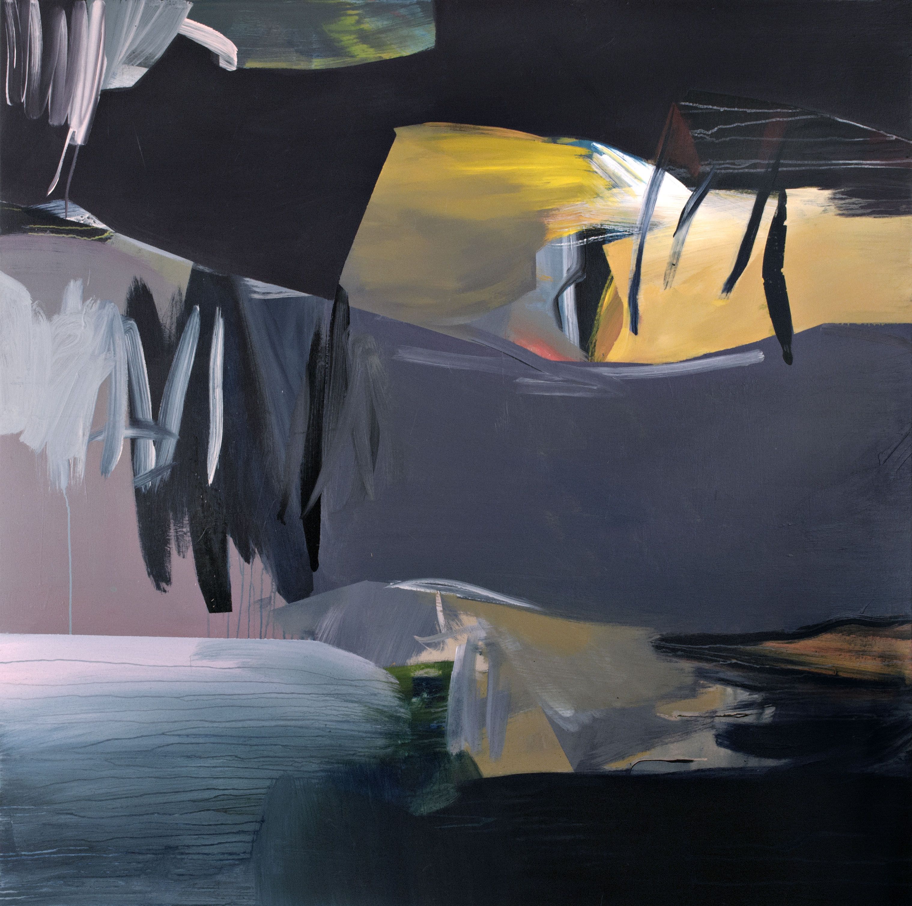 Abstract Paintings, Acrylic on Canvas, Crows in the Vestments of Night,  72 × 72 inches — by Tucson artist Josh Goldberg